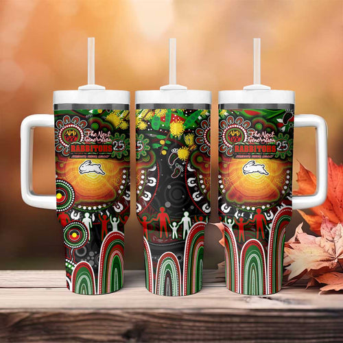 NAIDOC Week 2025 Rabbitohs Rugby Tumbler With Handle Aboriginal Dot Painting