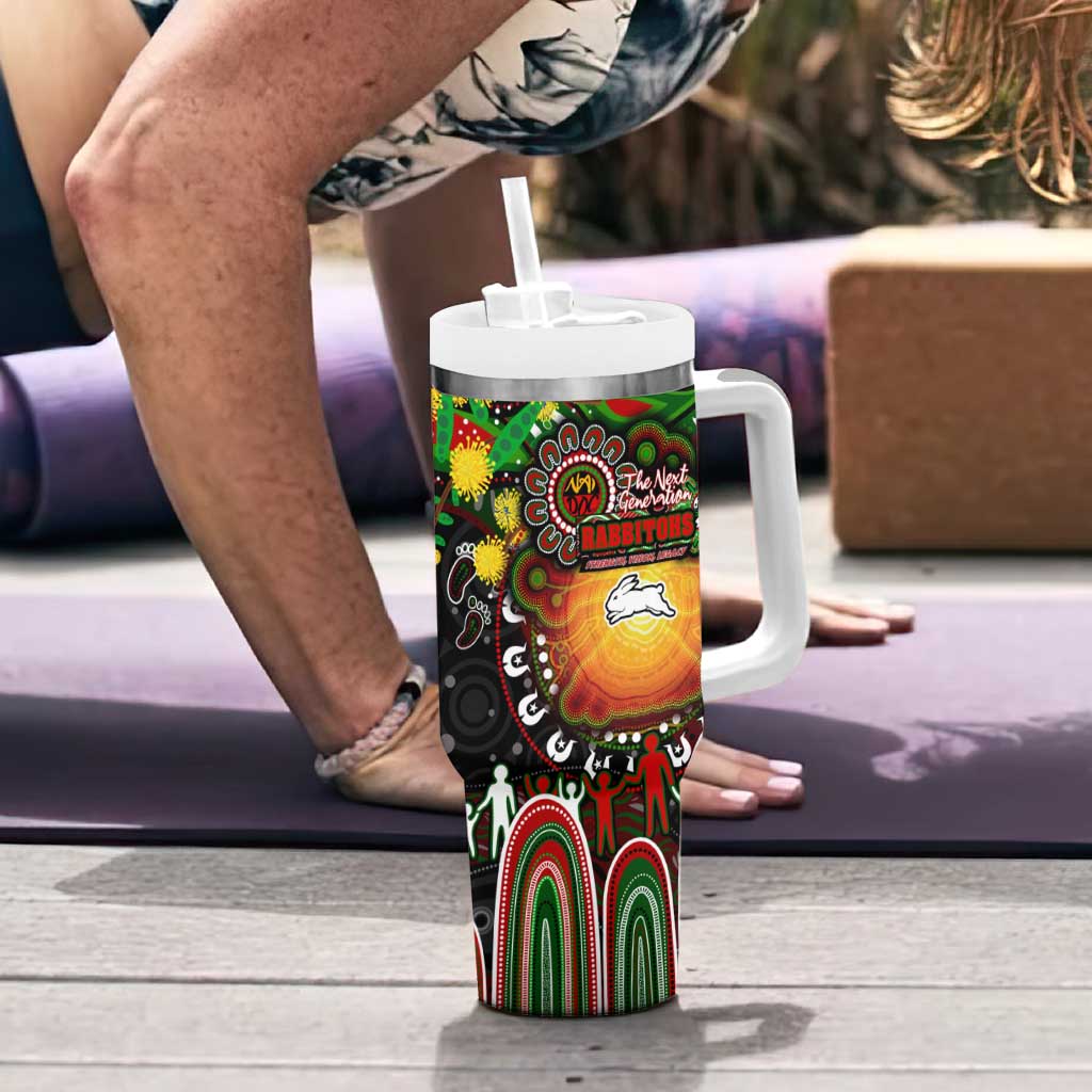 NAIDOC Week 2025 Rabbitohs Rugby Tumbler With Handle Aboriginal Dot Painting