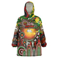 Personalised NAIDOC Week 2025 Rabbitohs Rugby Wearable Blanket Hoodie Aboriginal Dot Painting