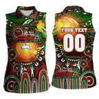 Personalised NAIDOC Week 2025 Rabbitohs Rugby Women Sleeveless Polo Shirt Aboriginal Dot Painting