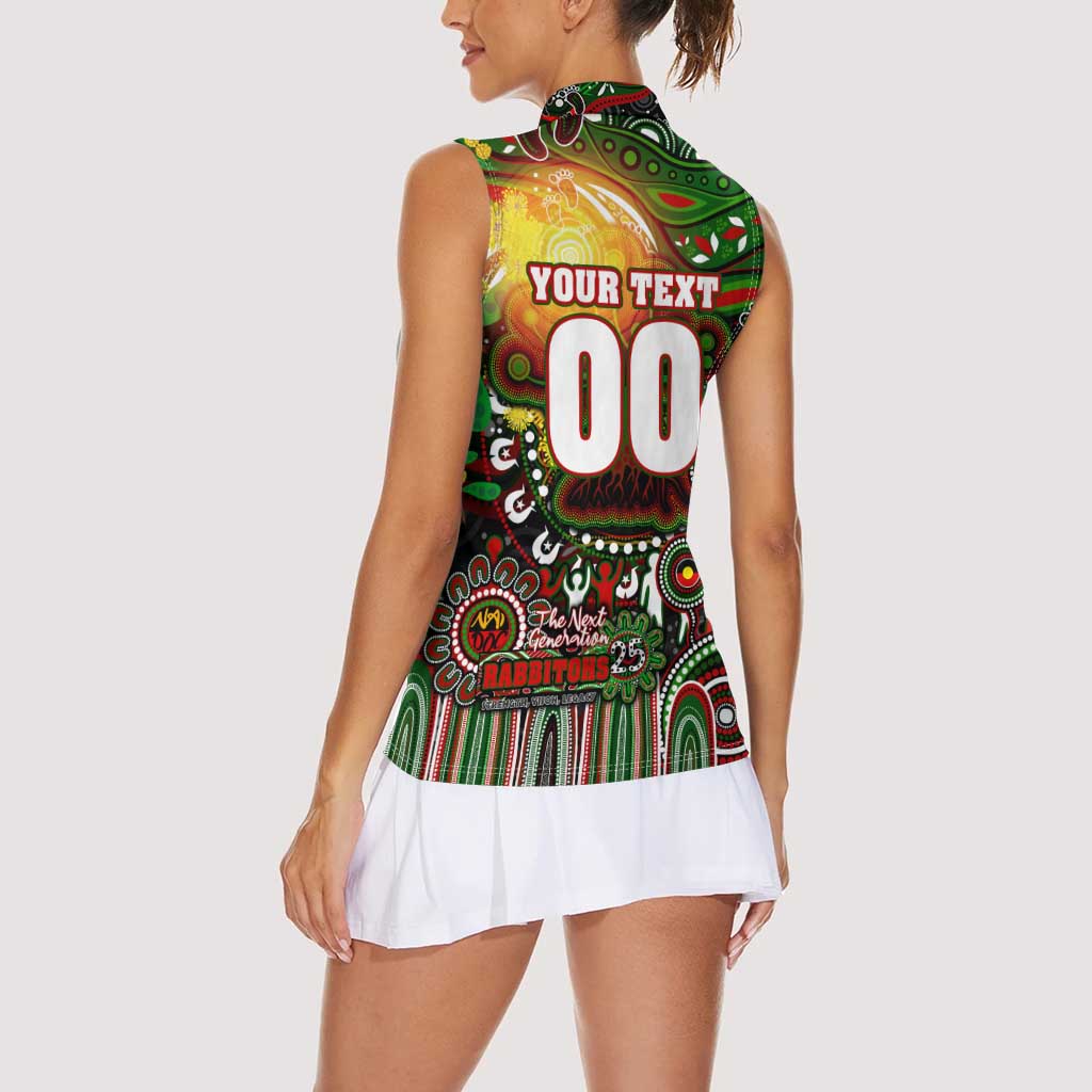 Personalised NAIDOC Week 2025 Rabbitohs Rugby Women Sleeveless Polo Shirt Aboriginal Dot Painting