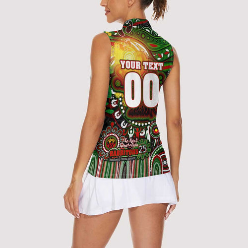 Personalised NAIDOC Week 2025 Rabbitohs Rugby Women Sleeveless Polo Shirt Aboriginal Dot Painting