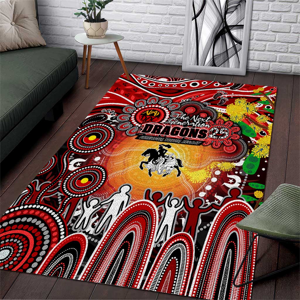 NAIDOC Week 2025 Dragons Rugby Area Rug Aboriginal Dot Painting