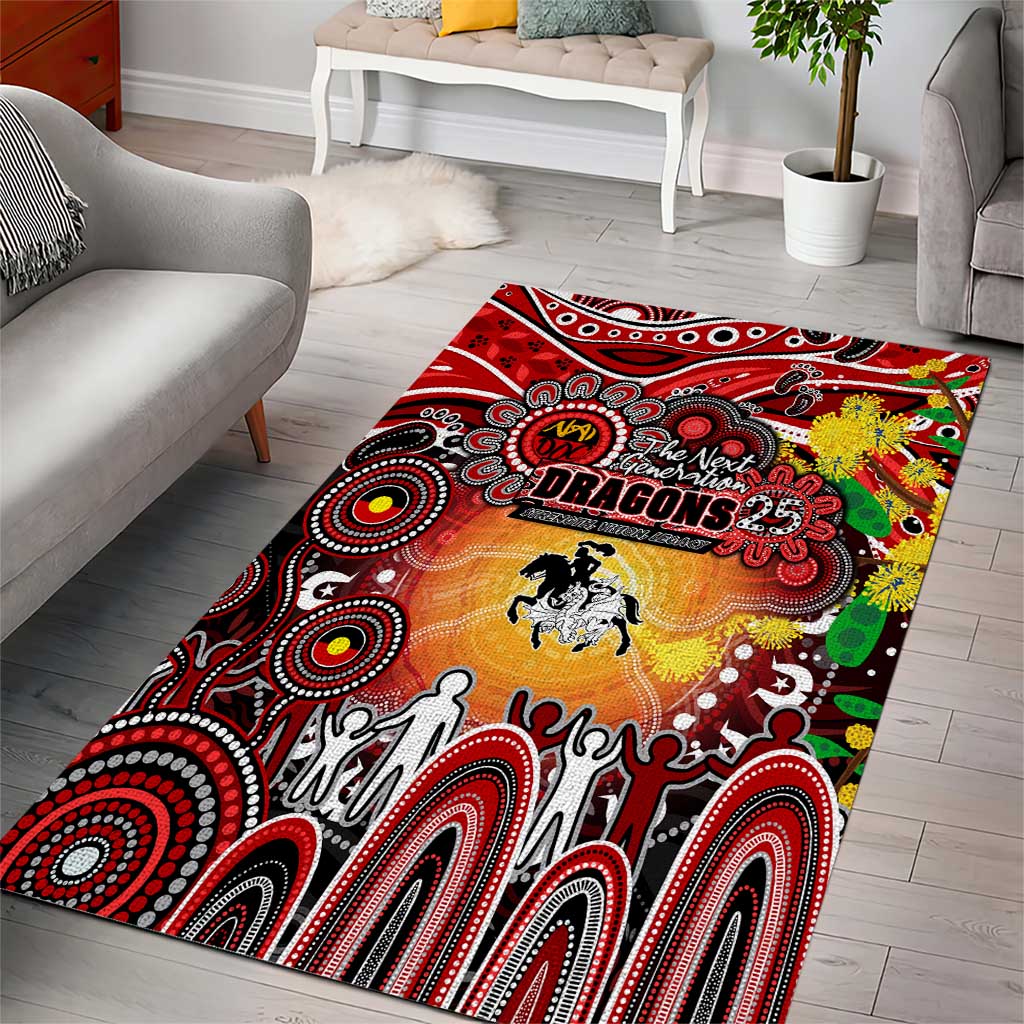 NAIDOC Week 2025 Dragons Rugby Area Rug Aboriginal Dot Painting