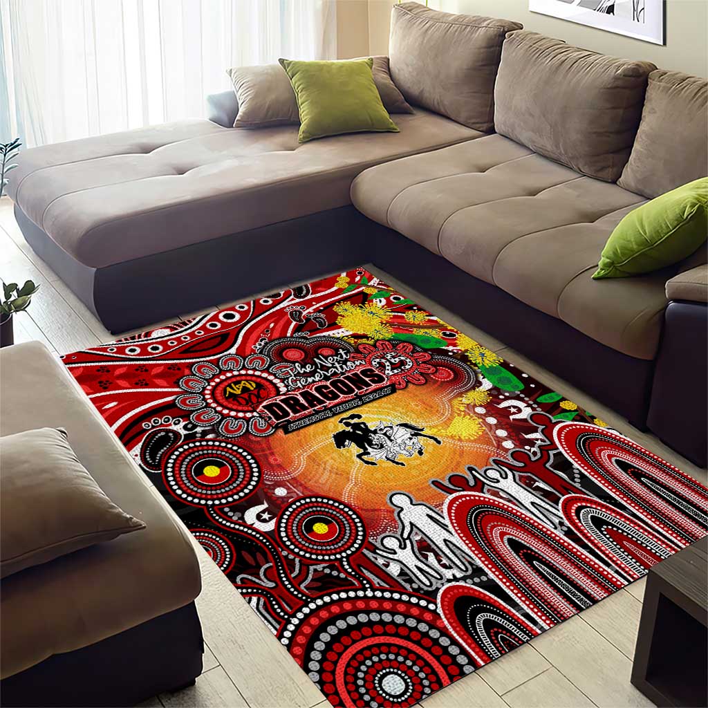 NAIDOC Week 2025 Dragons Rugby Area Rug Aboriginal Dot Painting