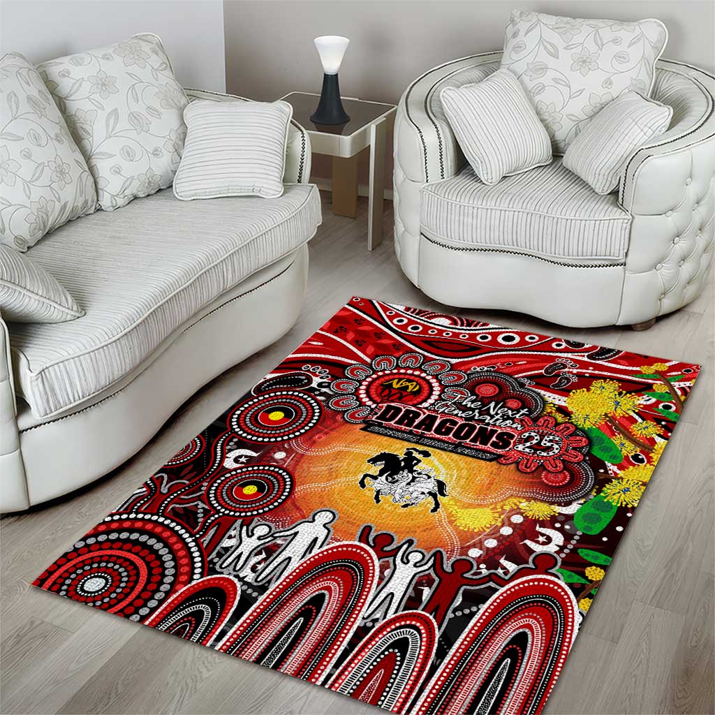 NAIDOC Week 2025 Dragons Rugby Area Rug Aboriginal Dot Painting