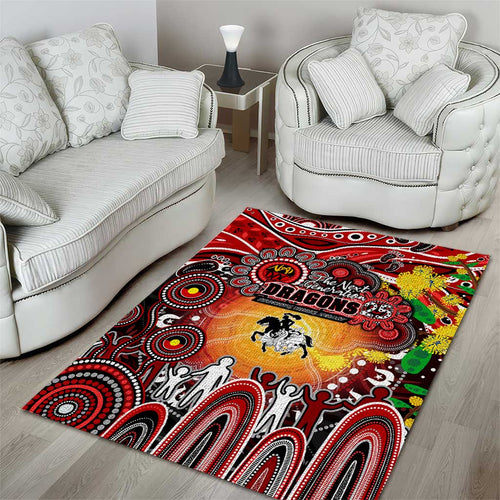 NAIDOC Week 2025 Dragons Rugby Area Rug Aboriginal Dot Painting