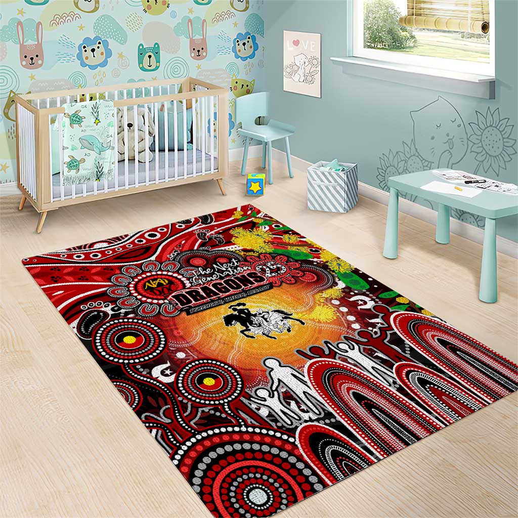 NAIDOC Week 2025 Dragons Rugby Area Rug Aboriginal Dot Painting