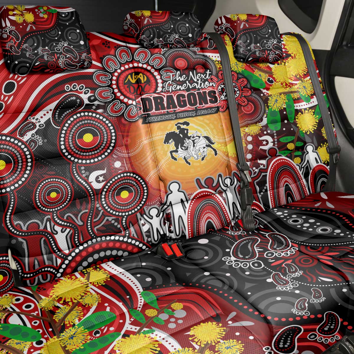 NAIDOC Week 2025 Dragons Rugby Back Car Seat Cover Aboriginal Dot Painting