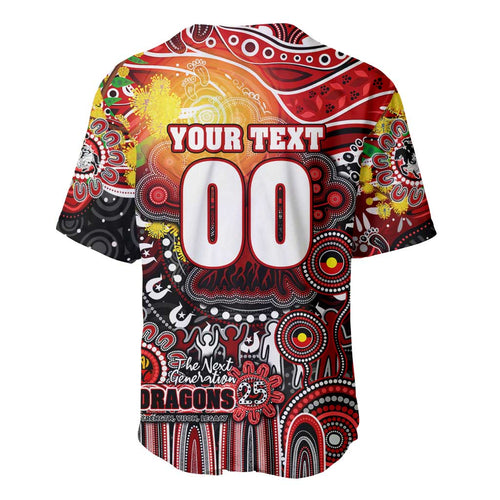 Personalised NAIDOC Week 2025 Dragons Rugby Baseball Jersey Aboriginal Dot Painting