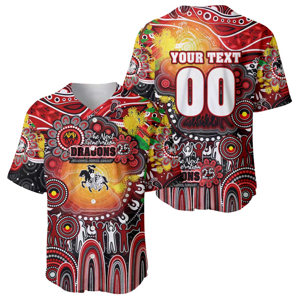 Personalised NAIDOC Week 2025 Dragons Rugby Baseball Jersey Aboriginal Dot Painting