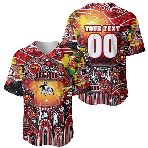 Personalised NAIDOC Week 2025 Dragons Rugby Baseball Jersey Aboriginal Dot Painting
