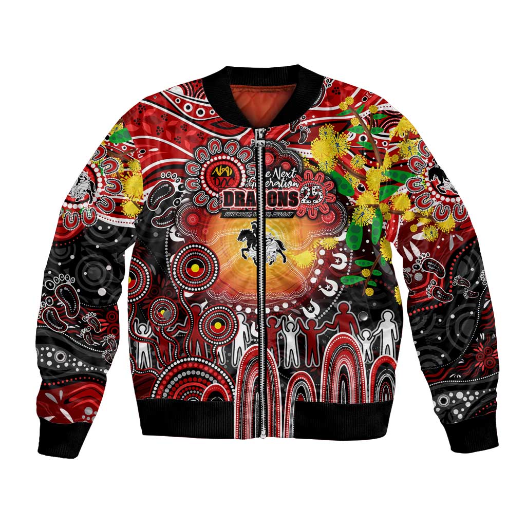 Personalised NAIDOC Week 2025 Dragons Rugby Bomber Jacket Aboriginal Dot Painting