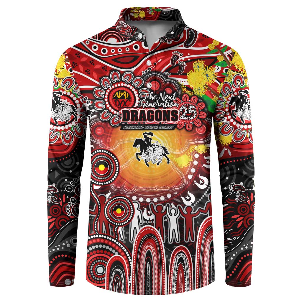 Personalised NAIDOC Week 2025 Dragons Rugby Button Sweatshirt Aboriginal Dot Painting