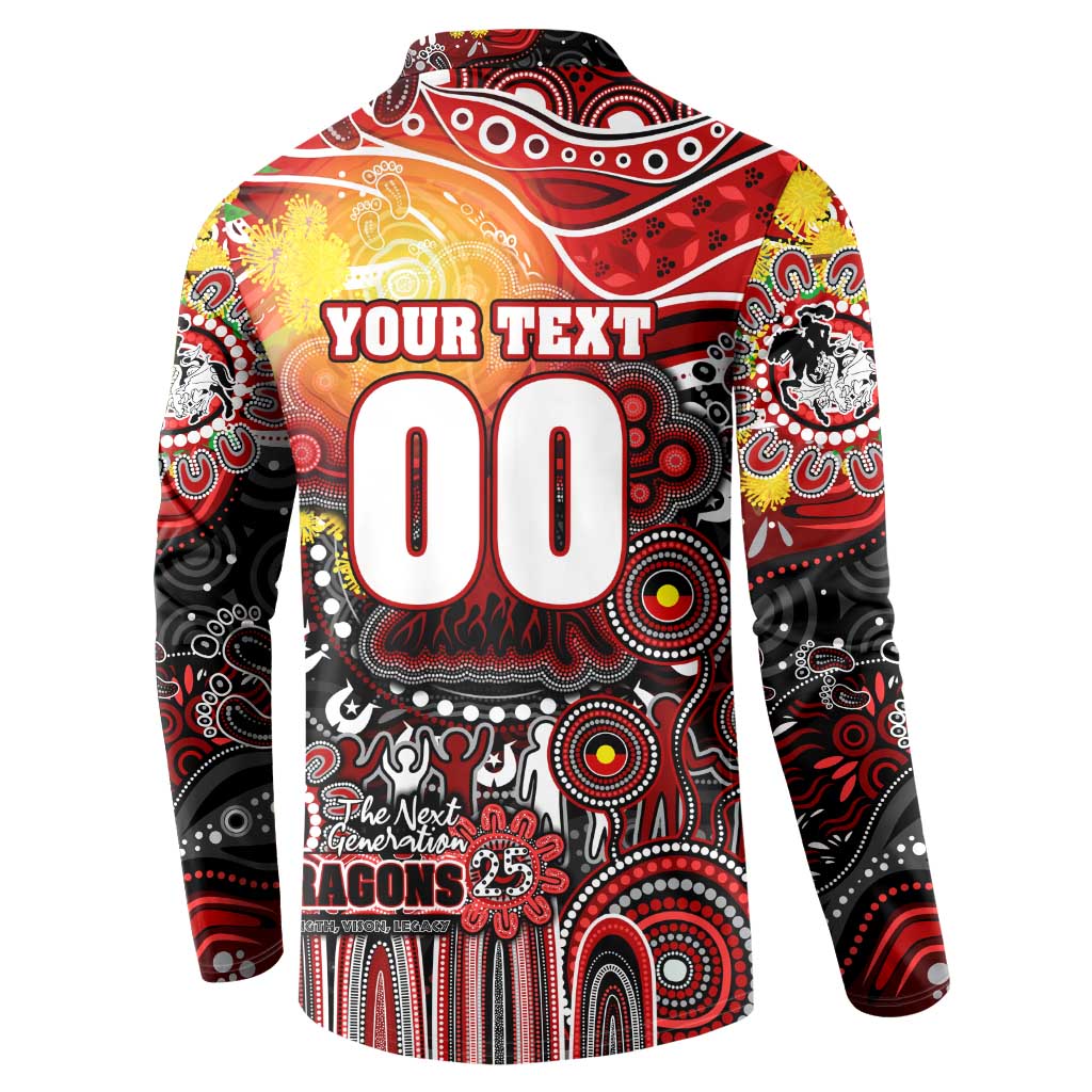 Personalised NAIDOC Week 2025 Dragons Rugby Button Sweatshirt Aboriginal Dot Painting