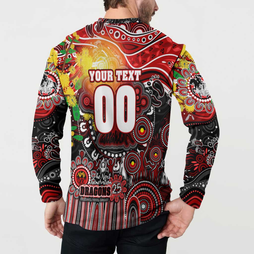 Personalised NAIDOC Week 2025 Dragons Rugby Button Sweatshirt Aboriginal Dot Painting