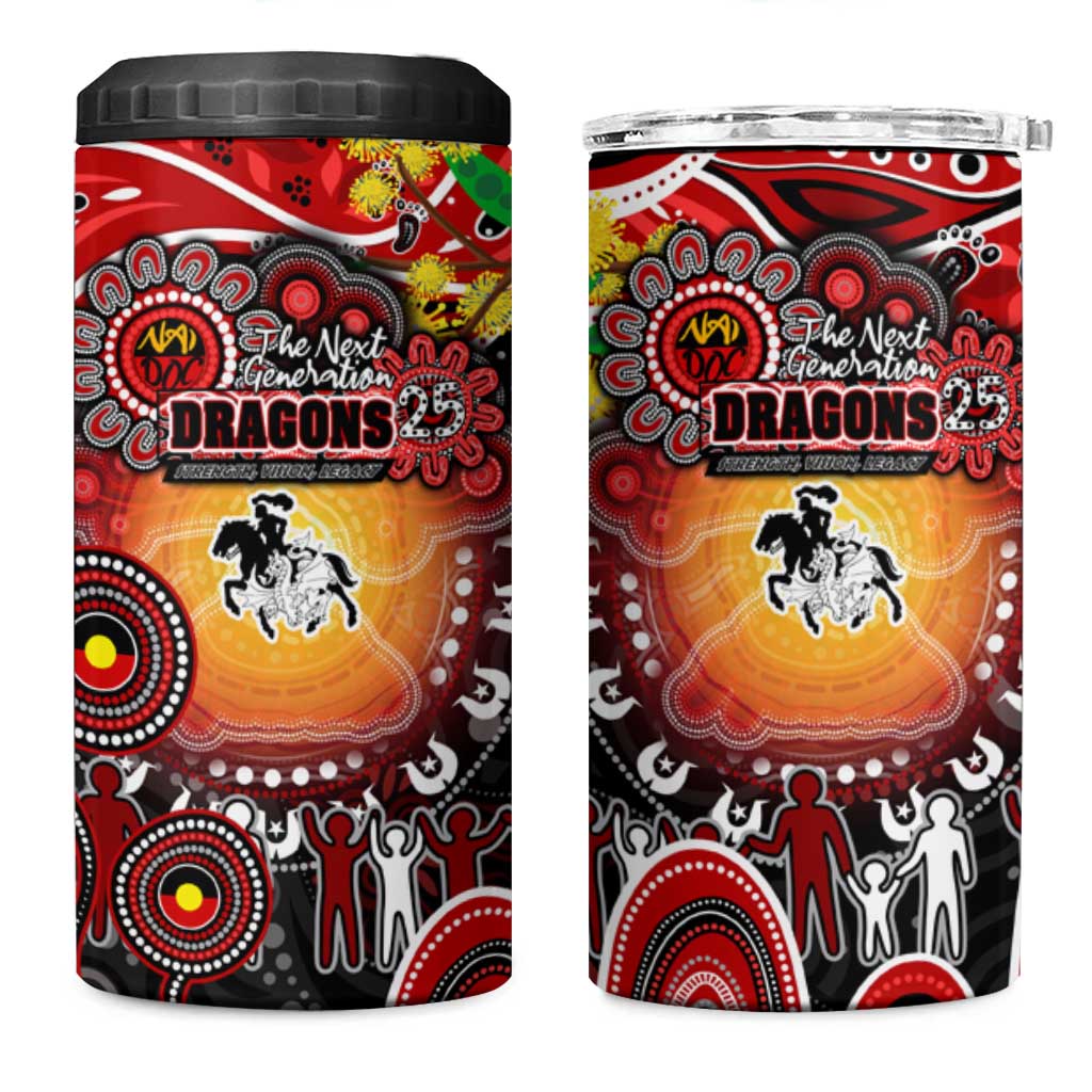 NAIDOC Week 2025 Dragons Rugby 4 in 1 Can Cooler Tumbler Aboriginal Dot Painting