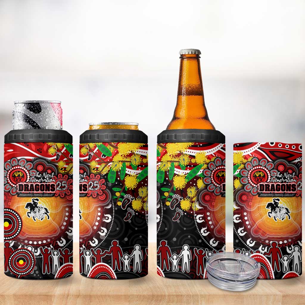 NAIDOC Week 2025 Dragons Rugby 4 in 1 Can Cooler Tumbler Aboriginal Dot Painting