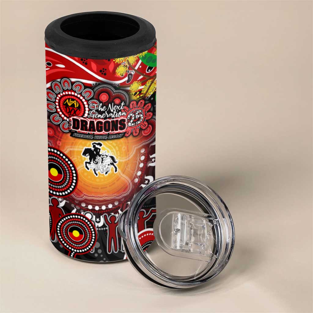 NAIDOC Week 2025 Dragons Rugby 4 in 1 Can Cooler Tumbler Aboriginal Dot Painting