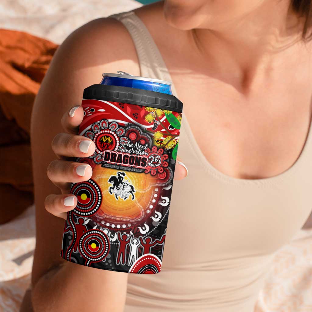 NAIDOC Week 2025 Dragons Rugby 4 in 1 Can Cooler Tumbler Aboriginal Dot Painting