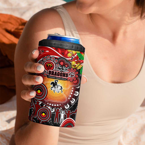 NAIDOC Week 2025 Dragons Rugby 4 in 1 Can Cooler Tumbler Aboriginal Dot Painting