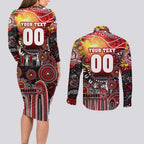 Personalised NAIDOC Week 2025 Dragons Rugby Couples Matching Long Sleeve Bodycon Dress and Long Sleeve Button Shirt Aboriginal Dot Painting