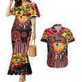 Personalised NAIDOC Week 2025 Dragons Rugby Couples Matching Mermaid Dress and Hawaiian Shirt Aboriginal Dot Painting