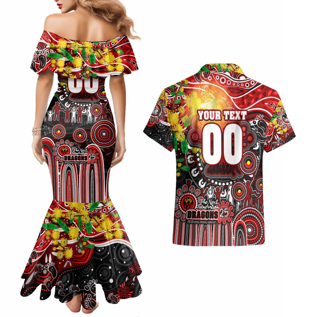 Personalised NAIDOC Week 2025 Dragons Rugby Couples Matching Mermaid Dress and Hawaiian Shirt Aboriginal Dot Painting