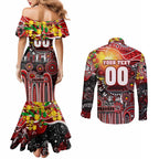 Personalised NAIDOC Week 2025 Dragons Rugby Couples Matching Mermaid Dress and Long Sleeve Button Shirt Aboriginal Dot Painting