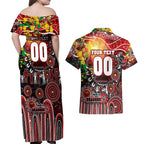Personalised NAIDOC Week 2025 Dragons Rugby Couples Matching Off Shoulder Maxi Dress and Hawaiian Shirt Aboriginal Dot Painting