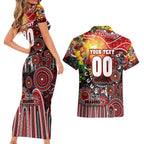 Personalised NAIDOC Week 2025 Dragons Rugby Couples Matching Short Sleeve Bodycon Dress and Hawaiian Shirt Aboriginal Dot Painting