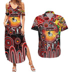 Personalised NAIDOC Week 2025 Dragons Rugby Couples Matching Summer Maxi Dress and Hawaiian Shirt Aboriginal Dot Painting