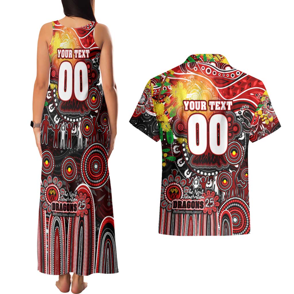Personalised NAIDOC Week 2025 Dragons Rugby Couples Matching Tank Maxi Dress and Hawaiian Shirt Aboriginal Dot Painting