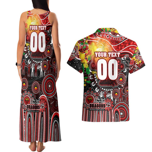 Personalised NAIDOC Week 2025 Dragons Rugby Couples Matching Tank Maxi Dress and Hawaiian Shirt Aboriginal Dot Painting