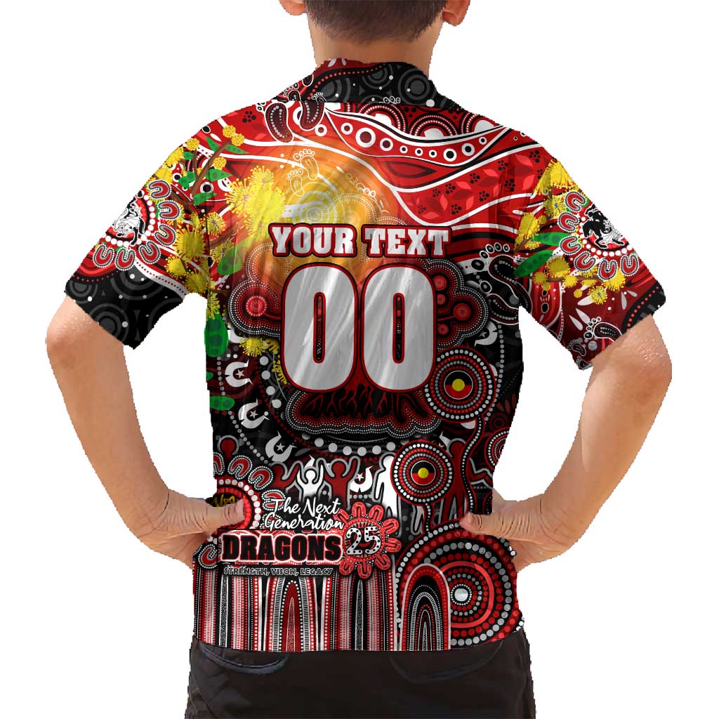 Personalised NAIDOC Week 2025 Dragons Rugby Family Matching Long Sleeve Bodycon Dress and Hawaiian Shirt Aboriginal Dot Painting