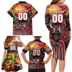 Personalised NAIDOC Week 2025 Dragons Rugby Family Matching Long Sleeve Bodycon Dress and Hawaiian Shirt Aboriginal Dot Painting