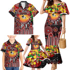 Personalised NAIDOC Week 2025 Dragons Rugby Family Matching Mermaid Dress and Hawaiian Shirt Aboriginal Dot Painting