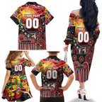 Personalised NAIDOC Week 2025 Dragons Rugby Family Matching Off The Shoulder Long Sleeve Dress and Hawaiian Shirt Aboriginal Dot Painting