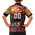 Personalised NAIDOC Week 2025 Dragons Rugby Family Matching Off Shoulder Short Dress and Hawaiian Shirt Aboriginal Dot Painting