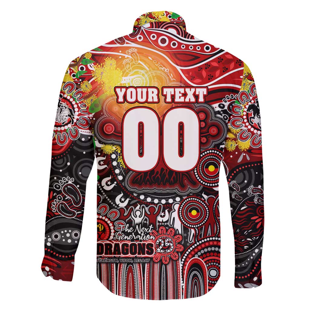 Personalised NAIDOC Week 2025 Dragons Rugby Family Matching Off Shoulder Short Dress and Hawaiian Shirt Aboriginal Dot Painting