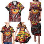 Personalised NAIDOC Week 2025 Dragons Rugby Family Matching Puletasi and Hawaiian Shirt Aboriginal Dot Painting