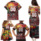Personalised NAIDOC Week 2025 Dragons Rugby Family Matching Puletasi and Hawaiian Shirt Aboriginal Dot Painting