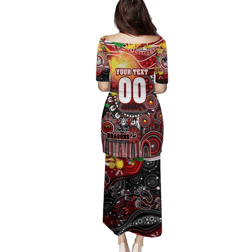 Personalised NAIDOC Week 2025 Dragons Rugby Family Matching Puletasi and Hawaiian Shirt Aboriginal Dot Painting