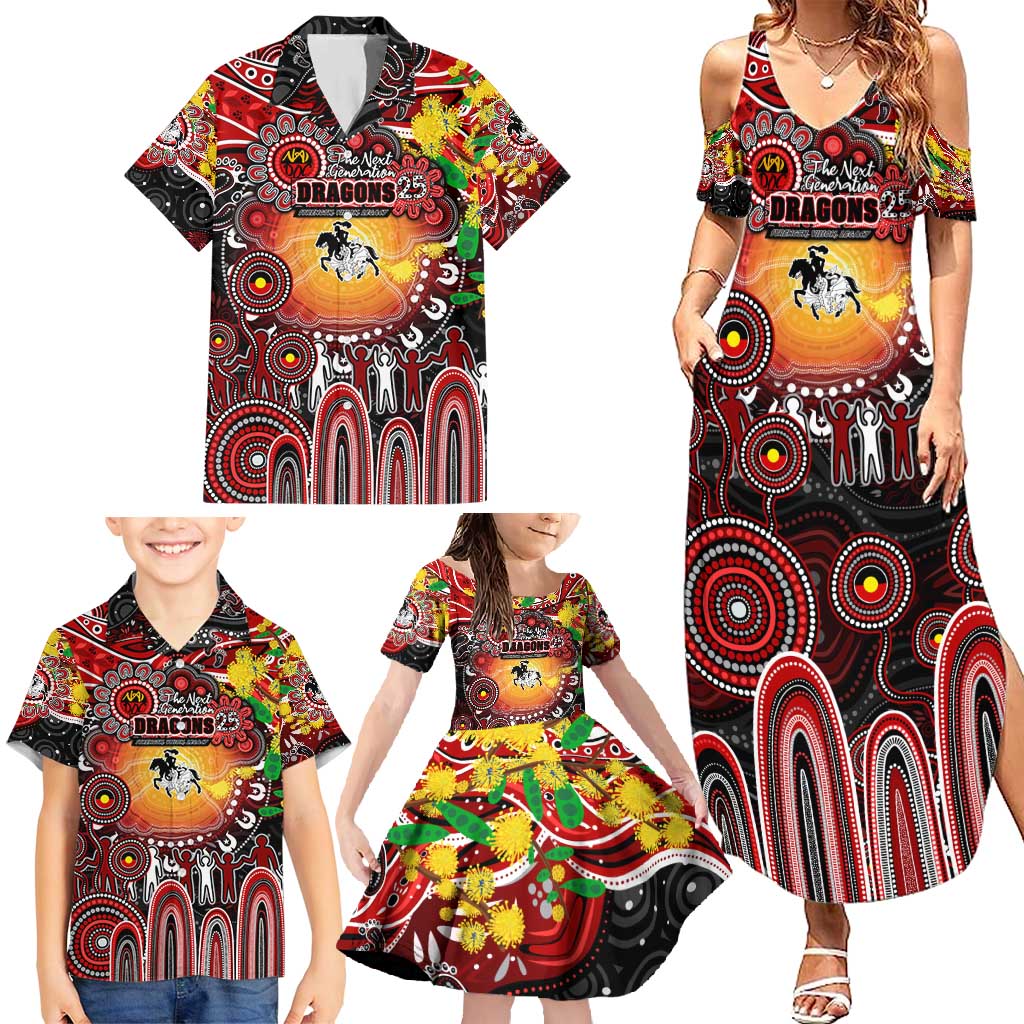 Personalised NAIDOC Week 2025 Dragons Rugby Family Matching Summer Maxi Dress and Hawaiian Shirt Aboriginal Dot Painting