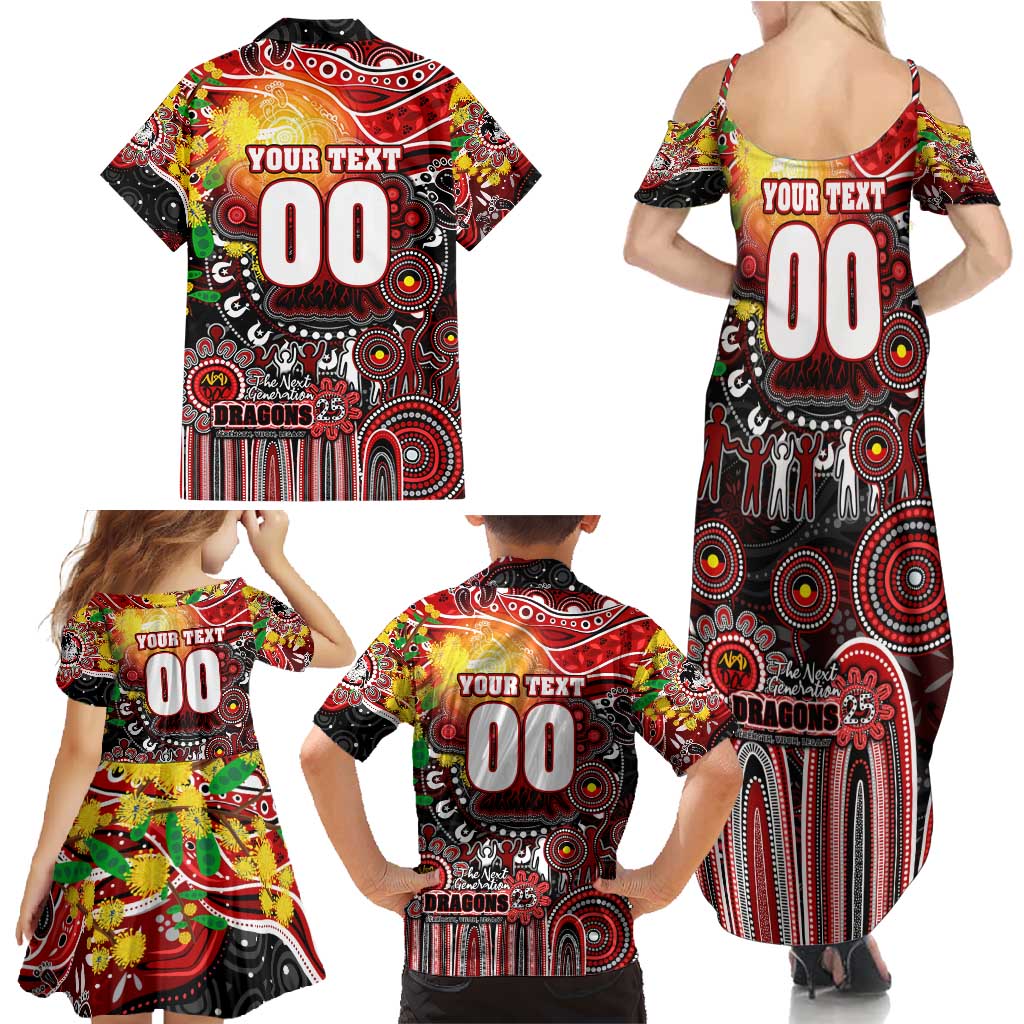 Personalised NAIDOC Week 2025 Dragons Rugby Family Matching Summer Maxi Dress and Hawaiian Shirt Aboriginal Dot Painting
