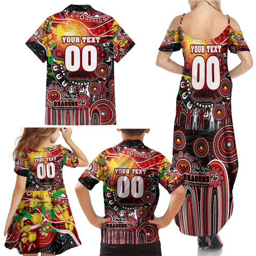 Personalised NAIDOC Week 2025 Dragons Rugby Family Matching Summer Maxi Dress and Hawaiian Shirt Aboriginal Dot Painting