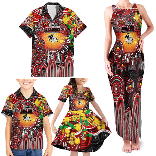 Personalised NAIDOC Week 2025 Dragons Rugby Family Matching Tank Maxi Dress and Hawaiian Shirt Aboriginal Dot Painting