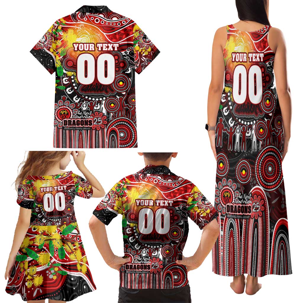 Personalised NAIDOC Week 2025 Dragons Rugby Family Matching Tank Maxi Dress and Hawaiian Shirt Aboriginal Dot Painting