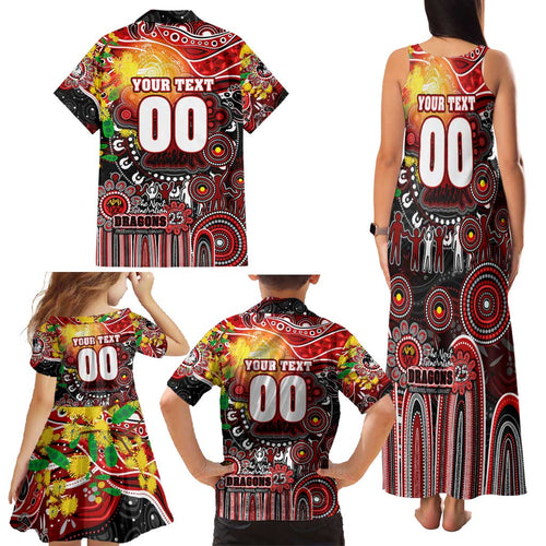Personalised NAIDOC Week 2025 Dragons Rugby Family Matching Tank Maxi Dress and Hawaiian Shirt Aboriginal Dot Painting