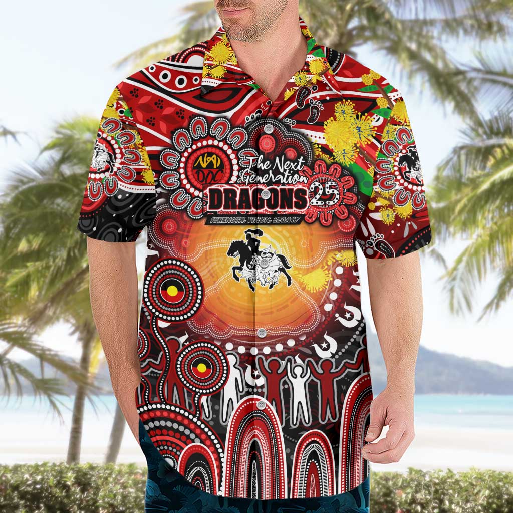 Personalised NAIDOC Week 2025 Dragons Rugby Hawaiian Shirt Aboriginal Dot Painting